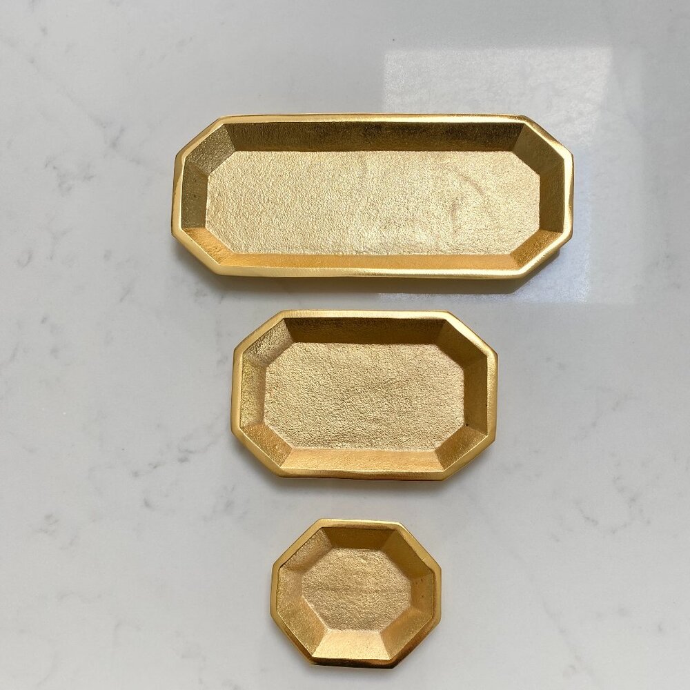 Trinket Dish Gold Three Piece